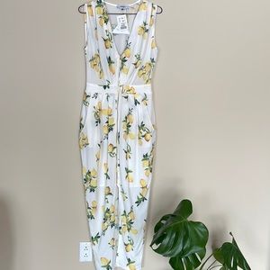 NWT Lemon Print White Maxi Dress